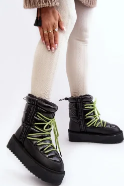 Śniegowce Damskie Na Grubej Podeszwie Wegańskie D.Franklin DFSH371007 Czarne