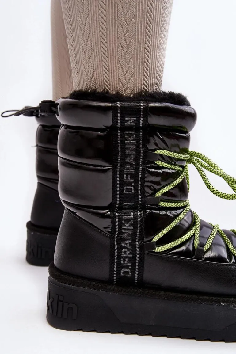 Śniegowce Damskie Na Grubej Podeszwie Wegańskie D.Franklin DFSH371007 Czarne