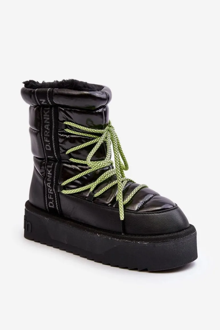 Śniegowce Damskie Na Grubej Podeszwie Wegańskie D.Franklin DFSH371007 Czarne