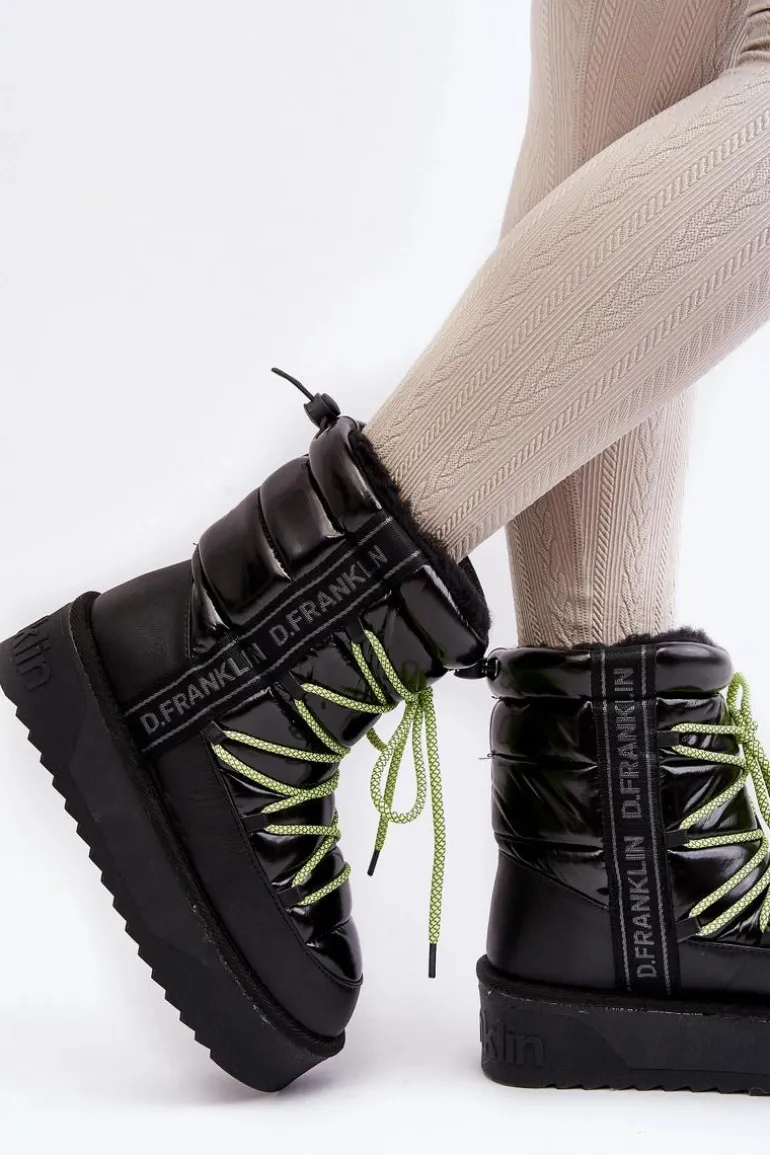 Śniegowce Damskie Na Grubej Podeszwie Wegańskie D.Franklin DFSH371007 Czarne