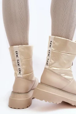 Śniegowce Damskie Na Grubej Podeszwie Z Suwakiem GOE MM2N4079 Beżowe