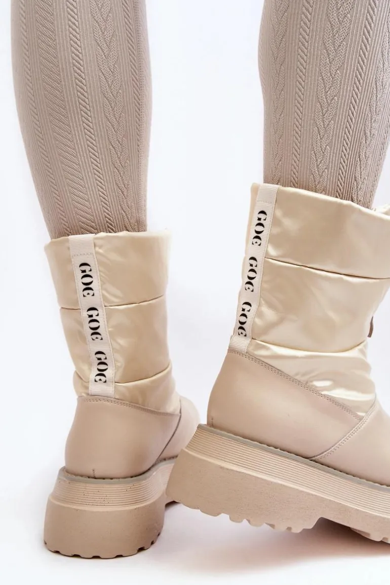 Śniegowce Damskie Na Grubej Podeszwie Z Suwakiem GOE MM2N4079 Beżowe