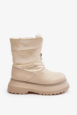 Śniegowce Damskie Na Grubej Podeszwie Z Suwakiem GOE MM2N4079 Beżowe