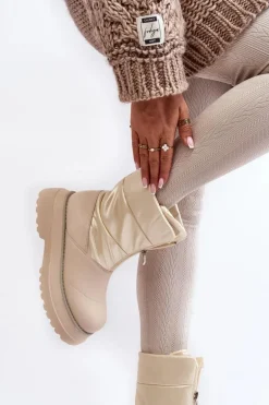 Śniegowce Damskie Na Grubej Podeszwie Z Suwakiem GOE MM2N4079 Beżowe