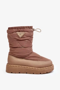 Śniegowce Damskie Na Grubej Podeszwie Ciemnobeżowe Lureta