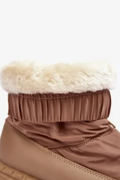 Śniegowce Damskie Na Grubej Podeszwie Ciemnobeżowe Lureta