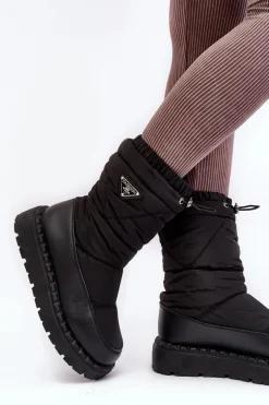 Śniegowce Damskie Na Grubej Podeszwie Czarne Lureta