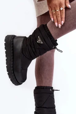 Śniegowce Damskie Na Grubej Podeszwie Czarne Lureta