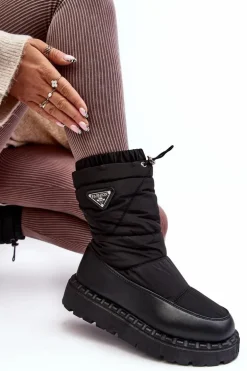 Śniegowce Damskie Na Grubej Podeszwie Czarne Lureta