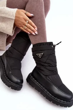 Śniegowce Damskie Na Grubej Podeszwie Czarne Lureta