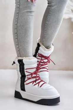 Śniegowce Damskie Na Grubej Podeszwie Wegańskie D.Franklin DFSH371007 Białe