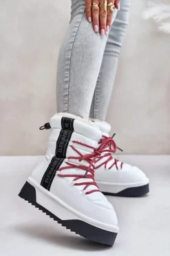 Śniegowce Damskie Na Grubej Podeszwie Wegańskie D.Franklin DFSH371007 Białe