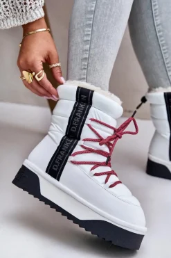 Śniegowce Damskie Na Grubej Podeszwie Wegańskie D.Franklin DFSH371007 Białe