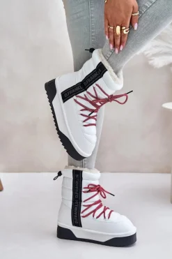 Śniegowce Damskie Na Grubej Podeszwie Wegańskie D.Franklin DFSH371007 Białe