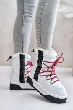 Śniegowce Damskie Na Grubej Podeszwie Wegańskie D.Franklin DFSH371007 Białe