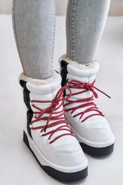 Śniegowce Damskie Na Grubej Podeszwie Wegańskie D.Franklin DFSH371007 Białe