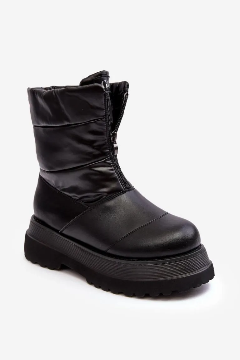 Śniegowce Damskie Na Grubej Podeszwie Z Suwakiem GOE MM2N4078 Czarne