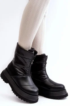 Śniegowce Damskie Na Grubej Podeszwie Z Suwakiem GOE MM2N4078 Czarne