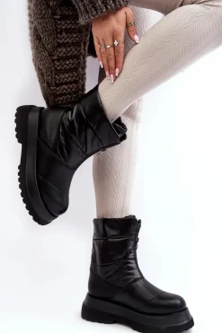 Śniegowce Damskie Na Grubej Podeszwie Z Suwakiem GOE MM2N4078 Czarne