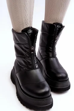 Śniegowce Damskie Na Grubej Podeszwie Z Suwakiem GOE MM2N4078 Czarne