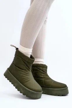 Śniegowce Damskie Na Masywnej Platformie Zielone Fionia