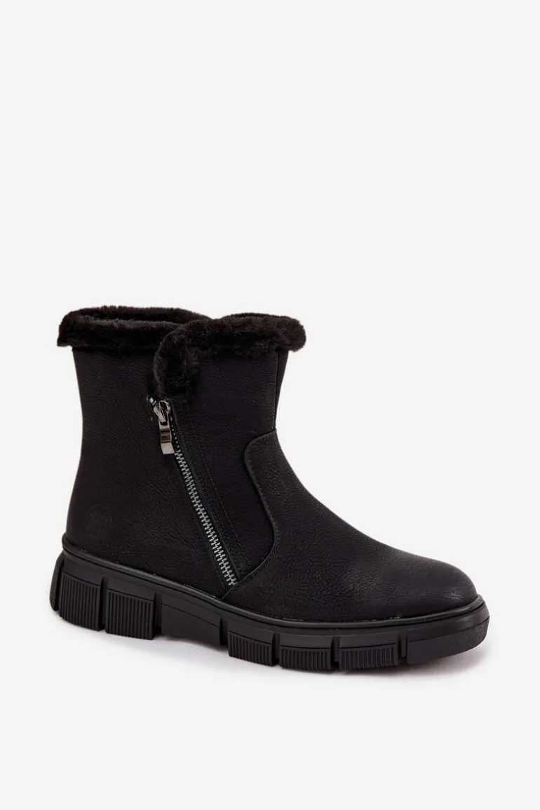 Śniegowce Damskie Na Platformie Z Futerkiem Czarne Briselle