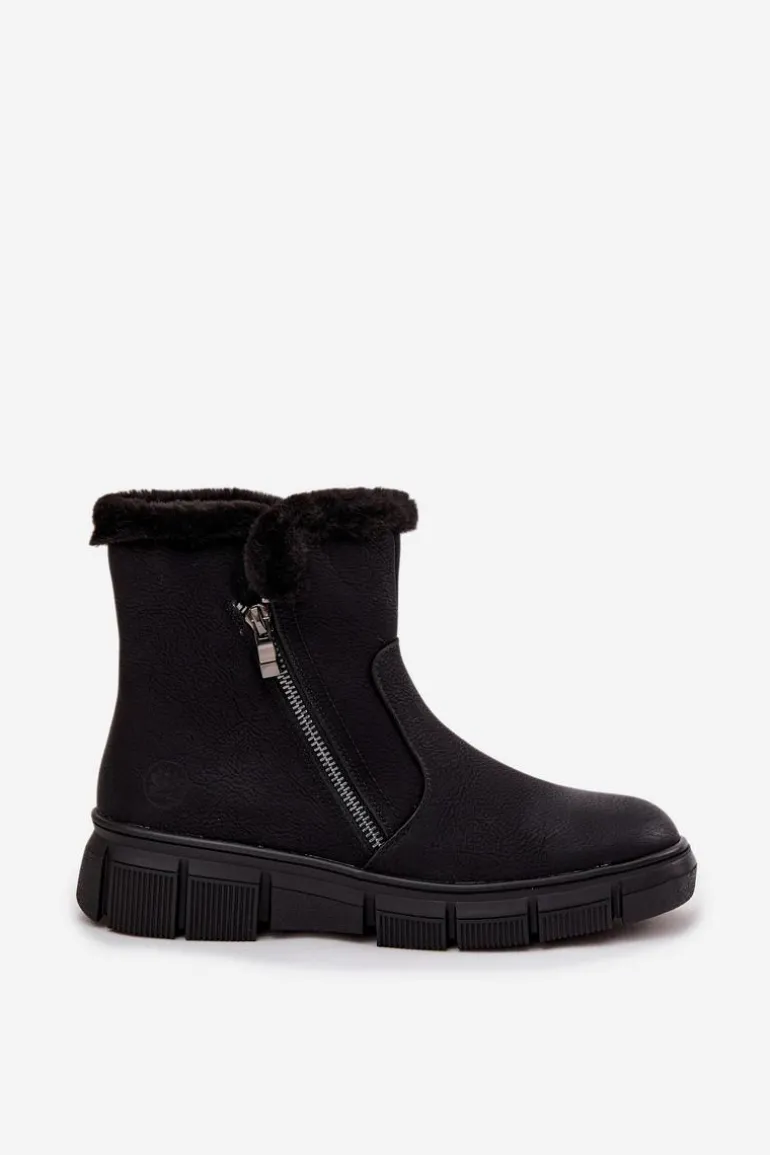 Śniegowce Damskie Na Platformie Z Futerkiem Czarne Briselle