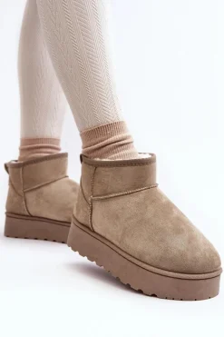 Śniegowce Damskie Na Platformie Ocieplane Futerkiem Zielone Xamella