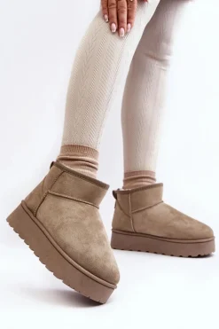 Śniegowce Damskie Na Platformie Ocieplane Futerkiem Zielone Xamella