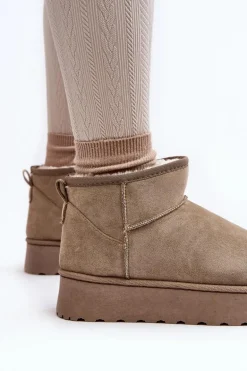 Śniegowce Damskie Na Platformie Ocieplane Futerkiem Zielone Xamella