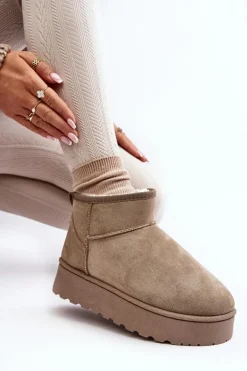 Śniegowce Damskie Na Platformie Ocieplane Futerkiem Zielone Xamella