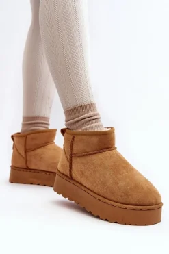 Śniegowce Damskie Na Platformie Ocieplane Futerkiem Camel Xamella