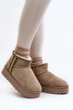 Śniegowce Damskie Na Platformie Ocieplane Zielone Lomessa