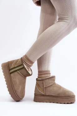 Śniegowce Damskie Na Platformie Ocieplane Zielone Lomessa