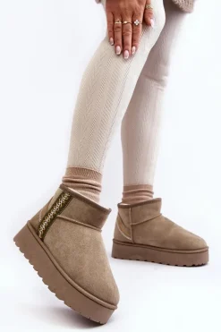 Śniegowce Damskie Na Platformie Ocieplane Zielone Lomessa