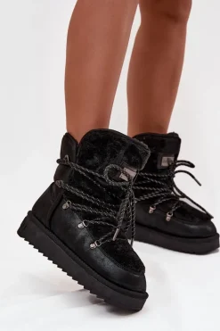 Śniegowce Damskie Na Platformie Z Futerkiem D.Franklin DFSH37005 Czarne