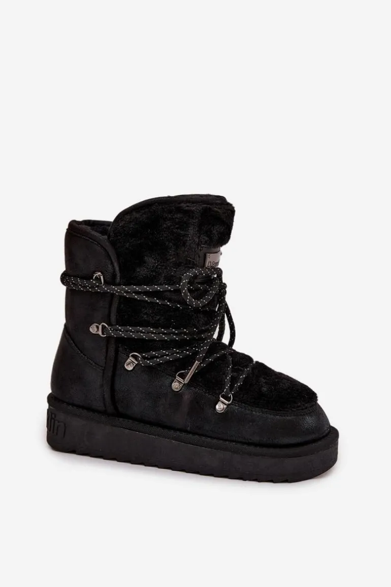 Śniegowce Damskie Na Platformie Z Futerkiem D.Franklin DFSH37005 Czarne