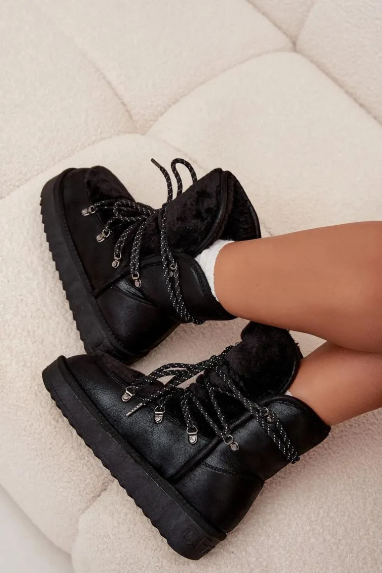 Śniegowce Damskie Na Platformie Z Futerkiem D.Franklin DFSH37005 Czarne