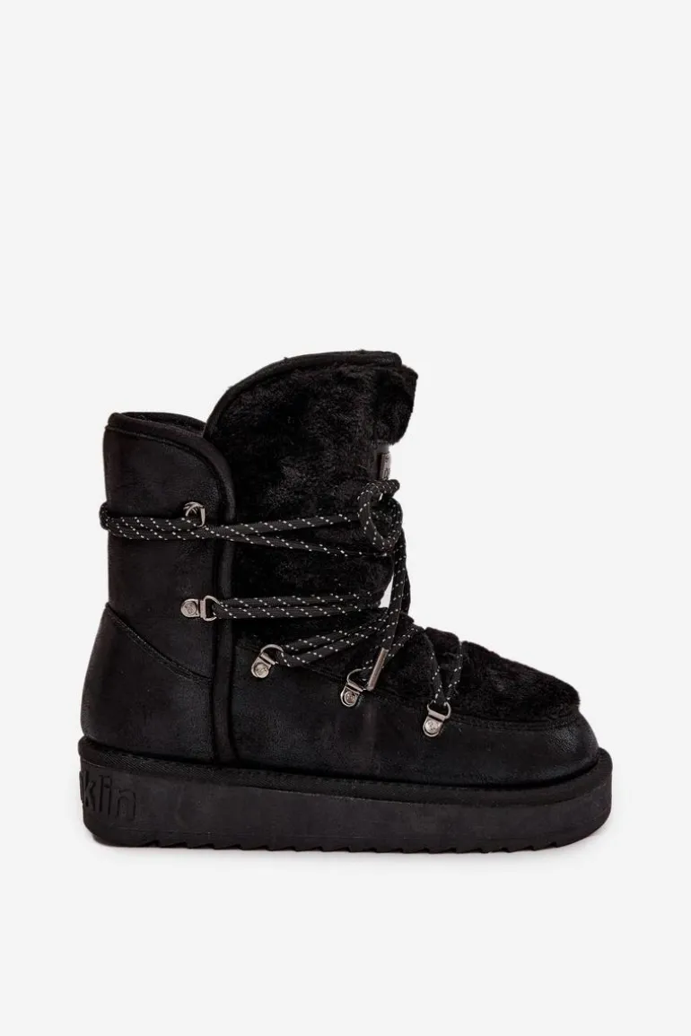 Śniegowce Damskie Na Platformie Z Futerkiem D.Franklin DFSH37005 Czarne