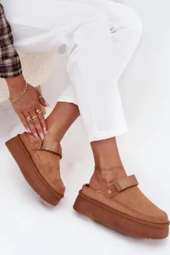 Śniegowce Damskie Na Platformie Z Rzepem Camel Jorielle