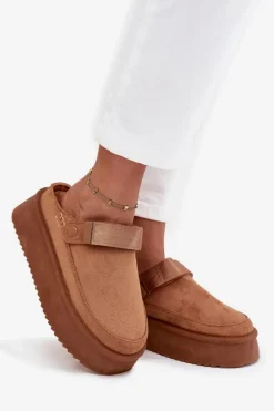Śniegowce Damskie Na Platformie Z Rzepem Camel Jorielle