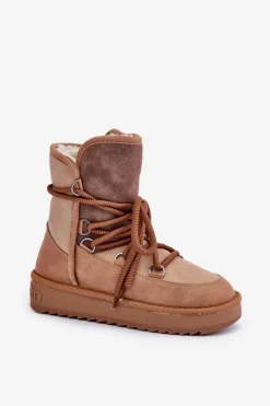 Śniegowce Damskie Na Platformie Z Wiązaniem D.Franklin DFSH370013 Camel