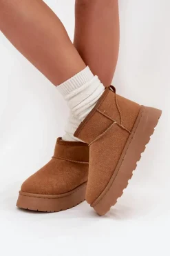 Śniegowce Damskie Na Platformie Ocieplane Futerkiem Camel Vesirae