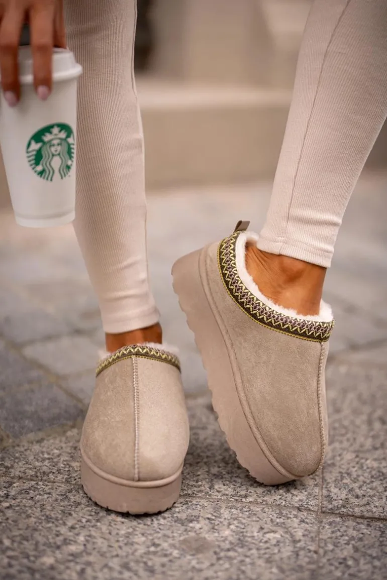 Śniegowce Damskie Na Platformie Ocieplane Futerkiem Zielone Remenia