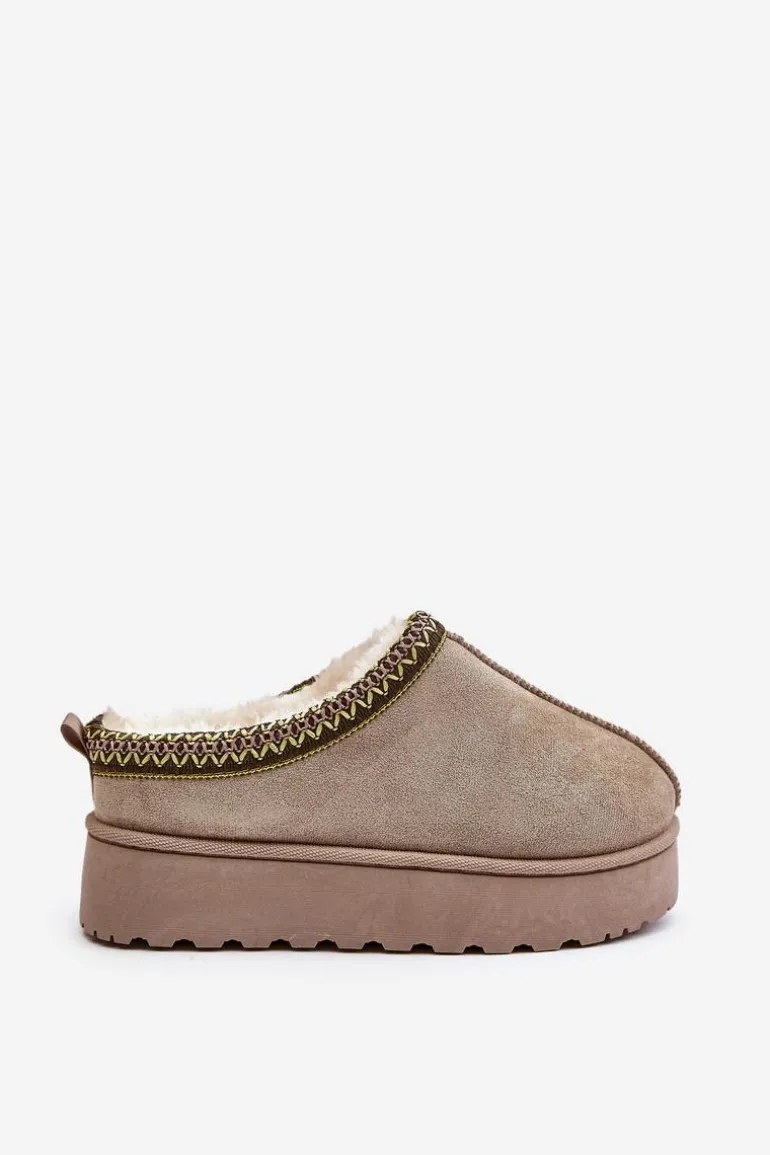 Śniegowce Damskie Na Platformie Ocieplane Futerkiem Zielone Remenia