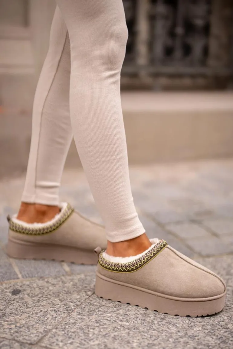 Śniegowce Damskie Na Platformie Ocieplane Futerkiem Zielone Remenia