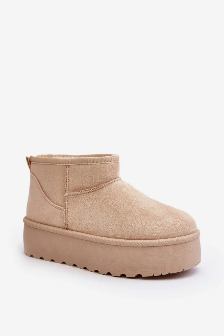 Śniegowce Damskie Na Platformie Jasnobeżowe Mennja