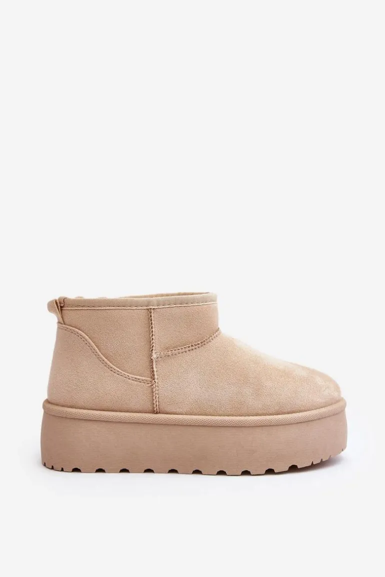 Śniegowce Damskie Na Platformie Jasnobeżowe Mennja