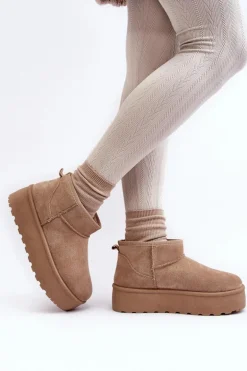 Śniegowce Damskie Na Platformie Beżowe Mennja