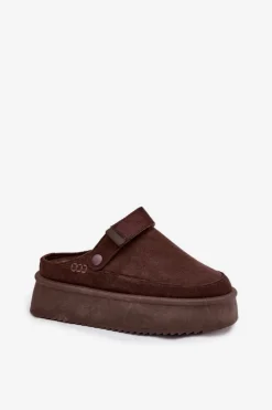 Śniegowce Damskie Na Platformie Z Rzepem Czekoladowe Jorielle